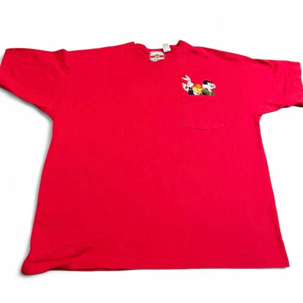 Vintage Men’s Looney Tunes Bugs Bunny Tweety Men's T-Shirt Red Front Size XL
